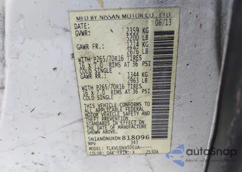 2013 Nissan Xterra X from USA, damaged, VIN 5N1AN0NUXDN818096